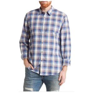 John Varvatos Mens Blue Plaid Collared Lightweight Button Up Shirt Sz XXL New